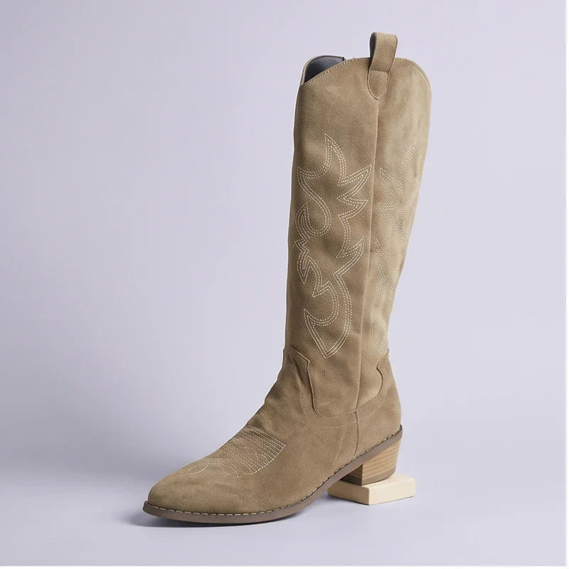 Khaki Harlow Embroidered Cowgirl Boots product photo