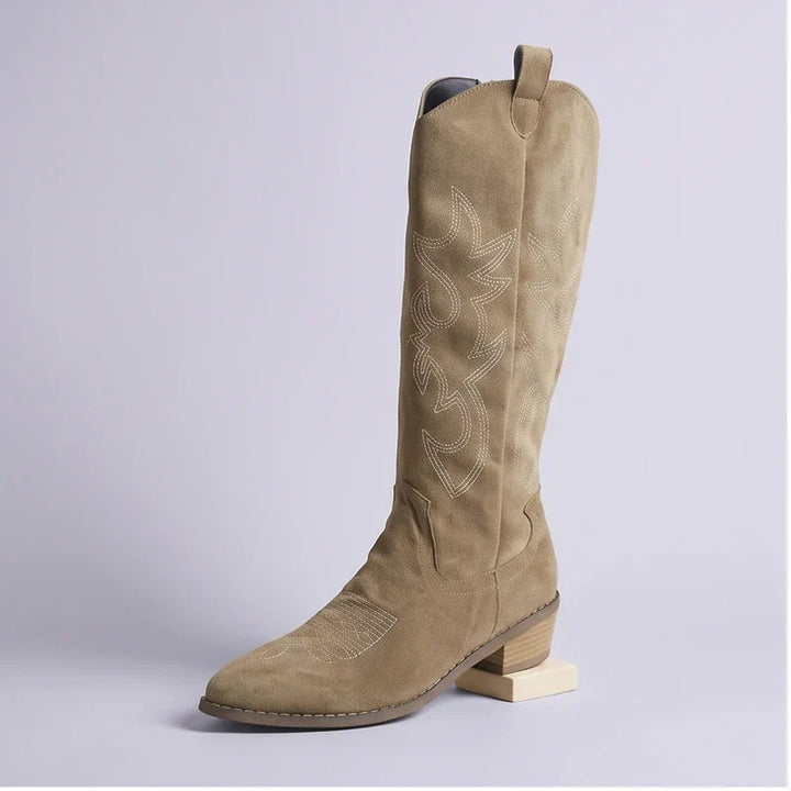Khaki Harlow Embroidered Cowgirl Boots product photo