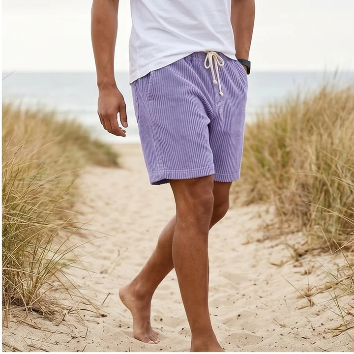 Model wearing image color 2026 Summer Men Corduroy Sweatpants Casual Shorts Men's Beach Shorts Basketball Short Trousers Solid Color Label Sportswear Men outdoors - 2