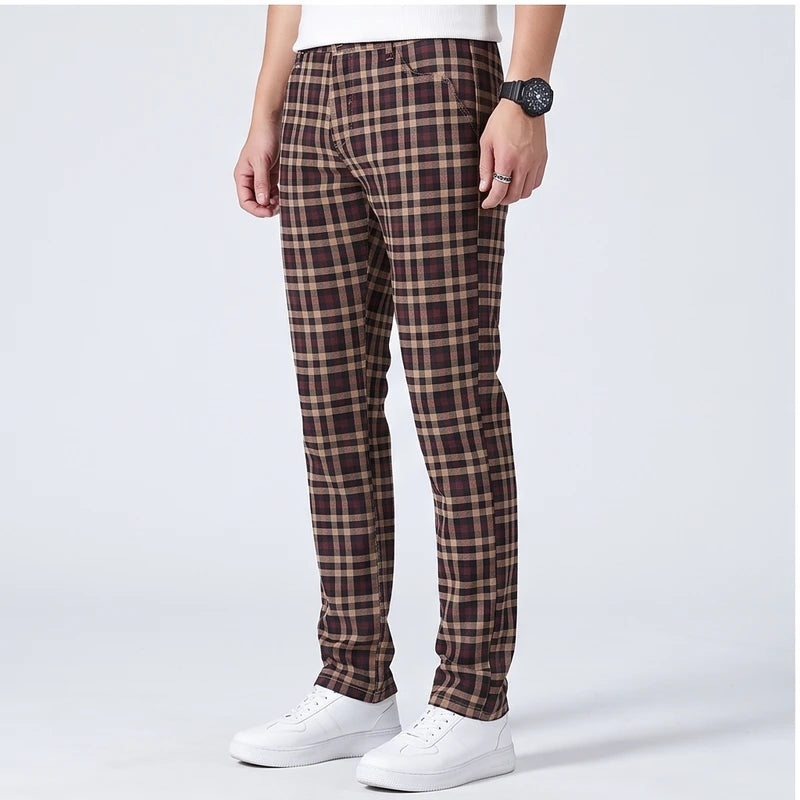 Model wearing Dark khaki cotton pants in a studio - 2