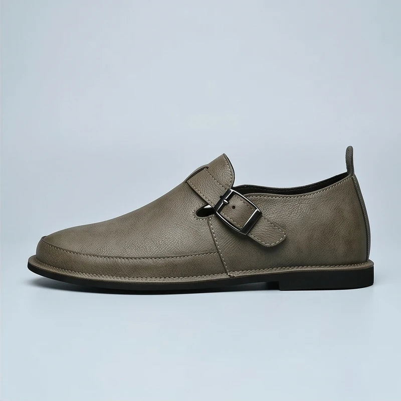 Khaki Winslow Genuine Leather Monk Strap Loafers product photo - 2