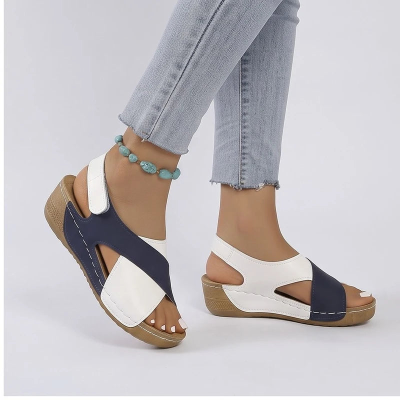 Model wearing Blue sandals in a studio - 2