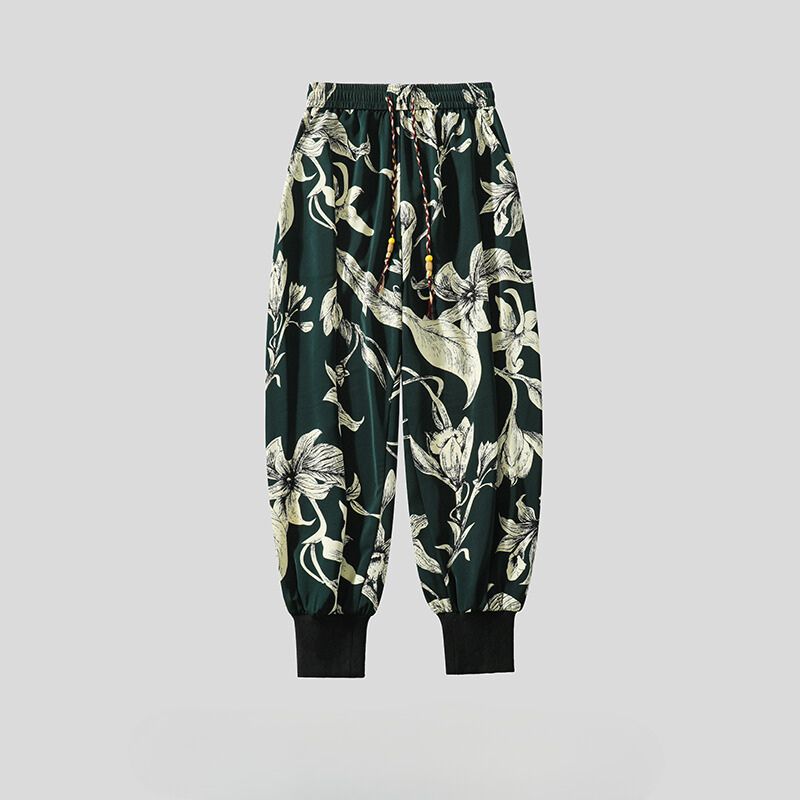 Kyoto Men's Wide-Leg Floral Joggers