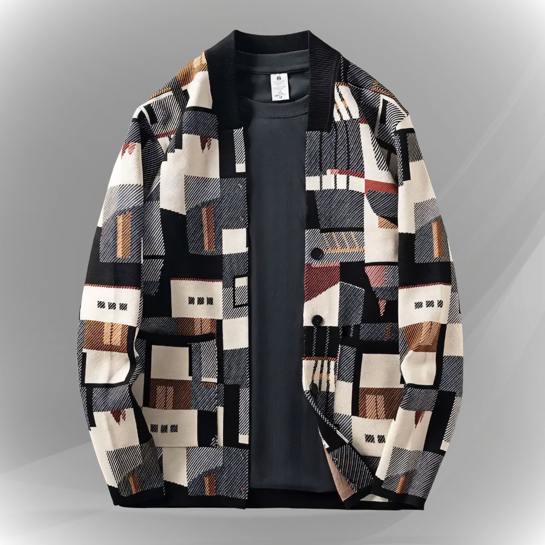 Mosaic Men's Wool Geometric Cardigan