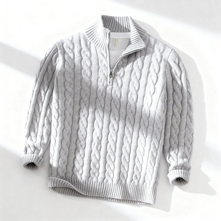 Oxford Men's Quarter Zip Cable Knit Sweater