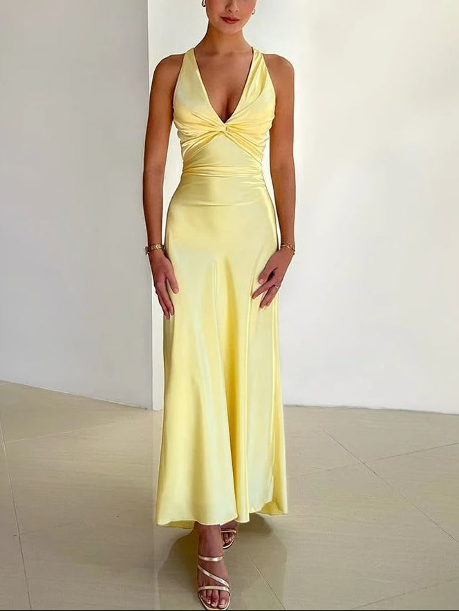 Magnolia Women's Satin Halter Maxi Dress