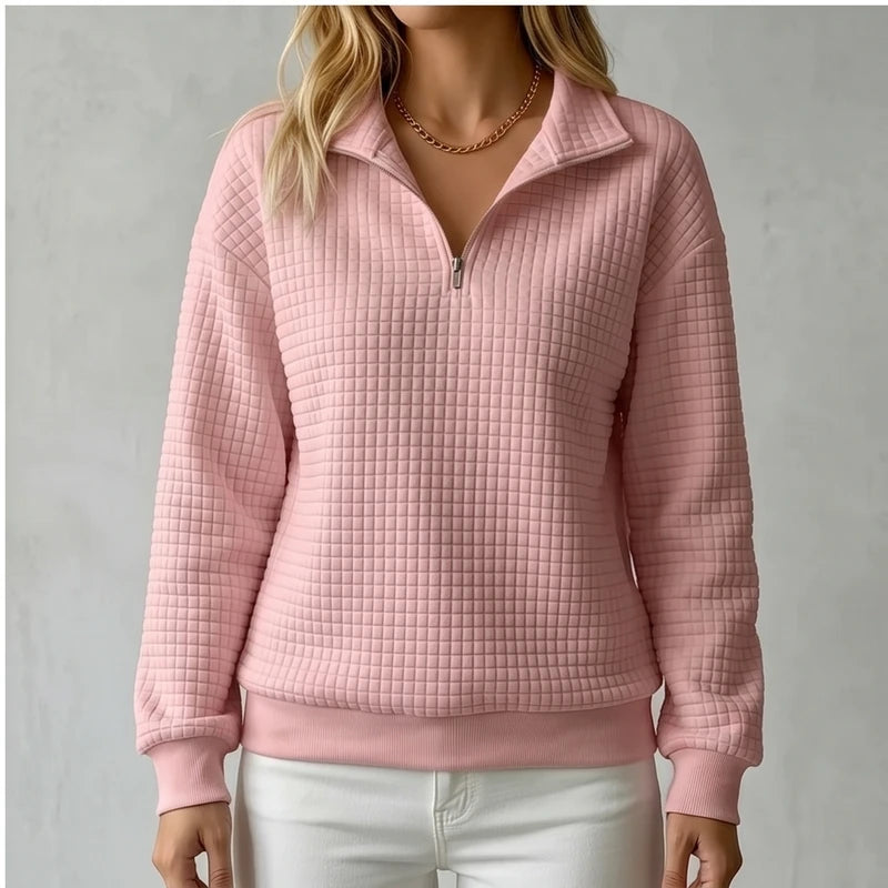 Model wearing Pink knit pullover in a studio - 2