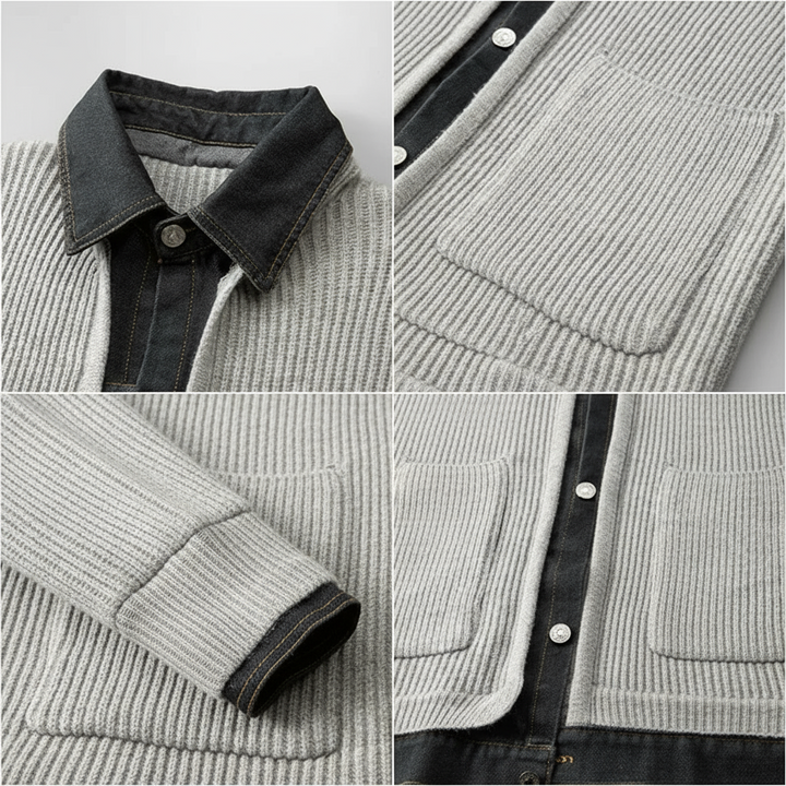 Hadley Men's Ribbed Knit Cardigan with Collar