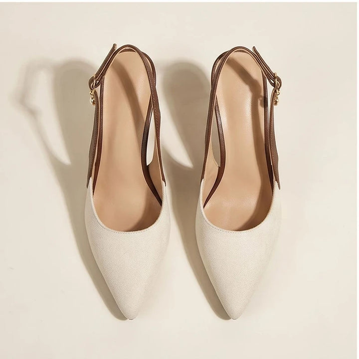 White linen flats in a studio background - 2