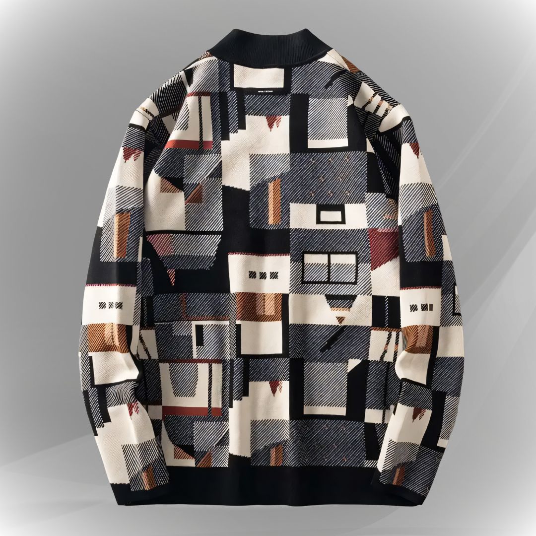 Mosaic Men's Wool Geometric Cardigan