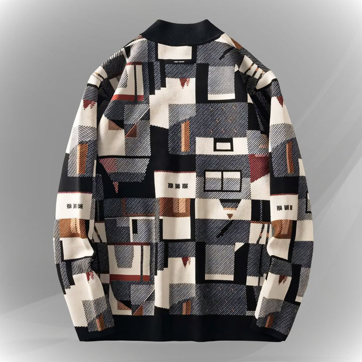 Mosaic Men's Wool Geometric Cardigan
