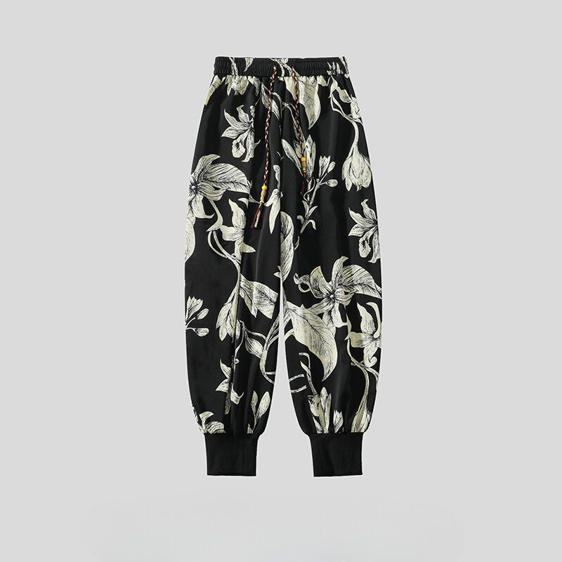 Kyoto Men's Wide-Leg Floral Joggers