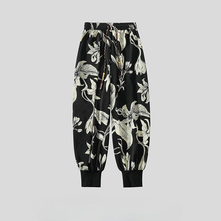 Kyoto Men's Wide-Leg Floral Joggers