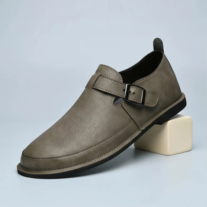 Khaki Winslow Genuine Leather Monk Strap Loafers product photo