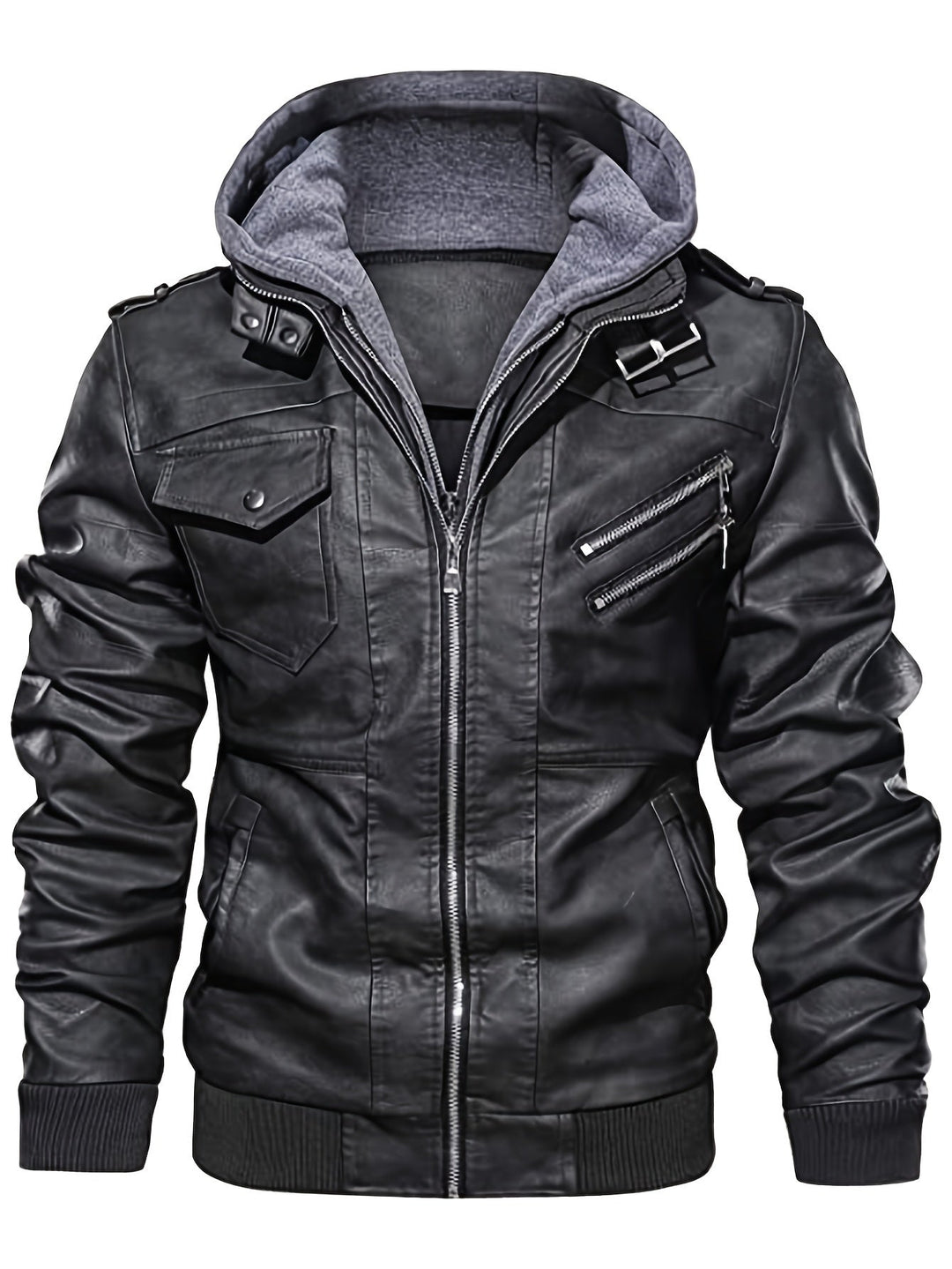 Maverick Leather Hooded Biker Jacket