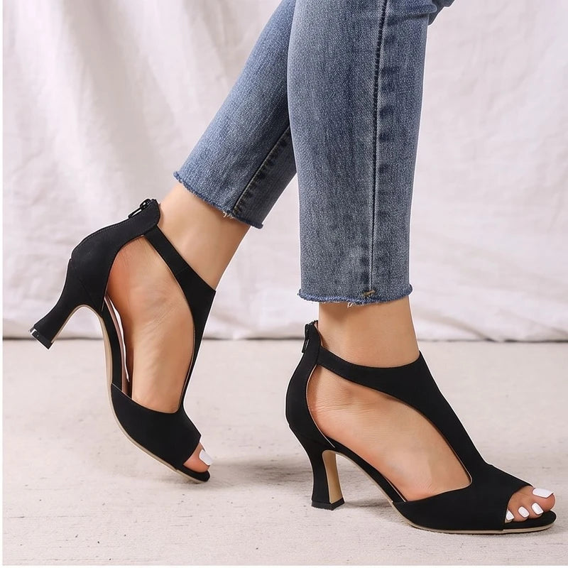 Model wearing Black sandals in a studio - 2
