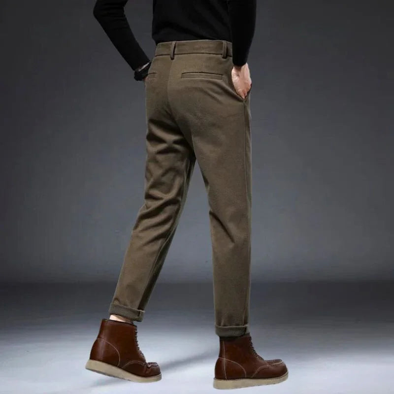 Hudson Tailored Trousers showcasing soft, structured fit with practical pockets, perfect for polished looks.