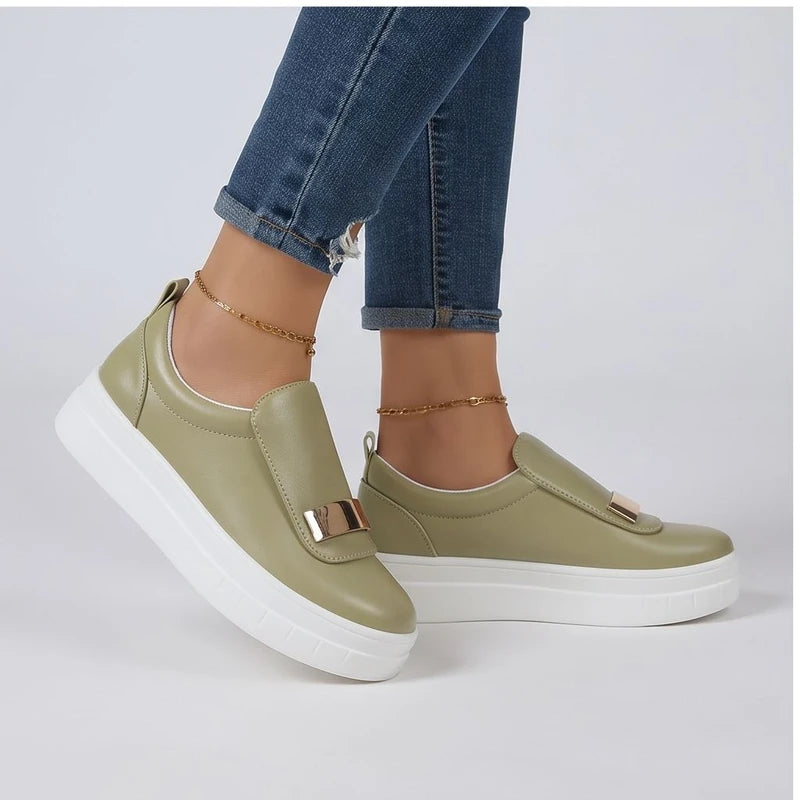 Model wearing Green sneakers in a studio - 2