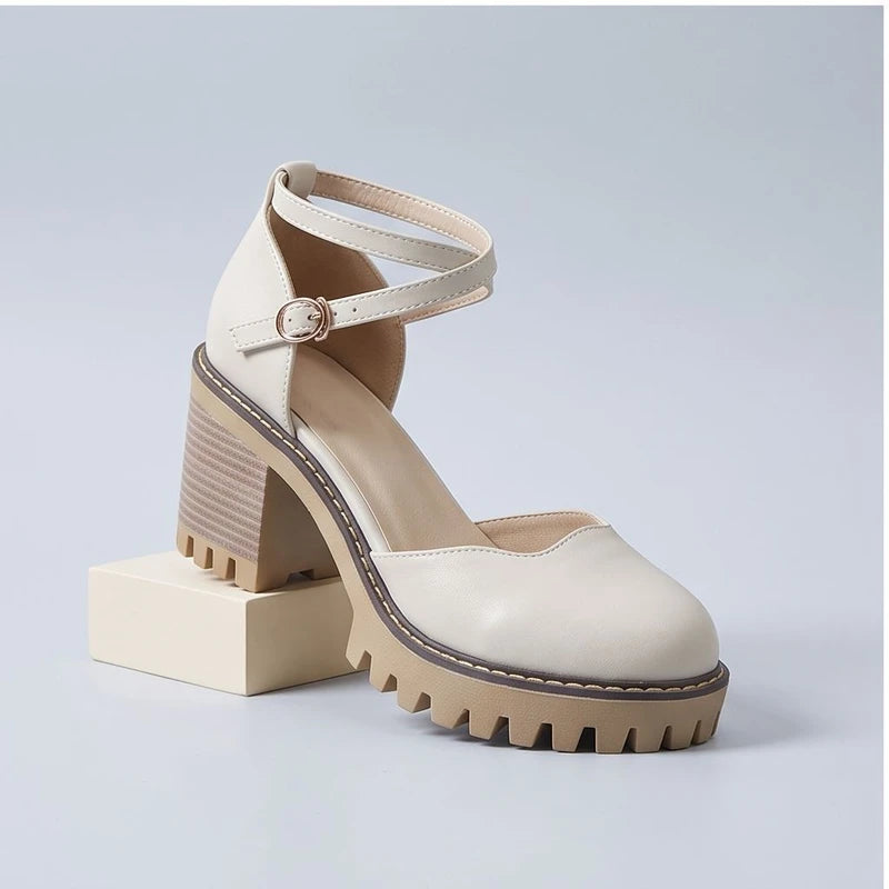 Ivory heels in a studio background - 3