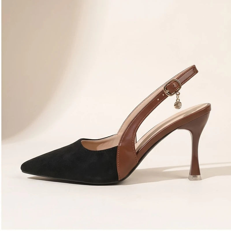 Black linen flats in a studio background - 2