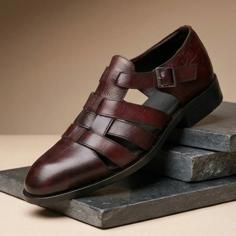 Brown (Buckle) Prescott Genuine Cowhide Leather Fisherman Sandals product photo