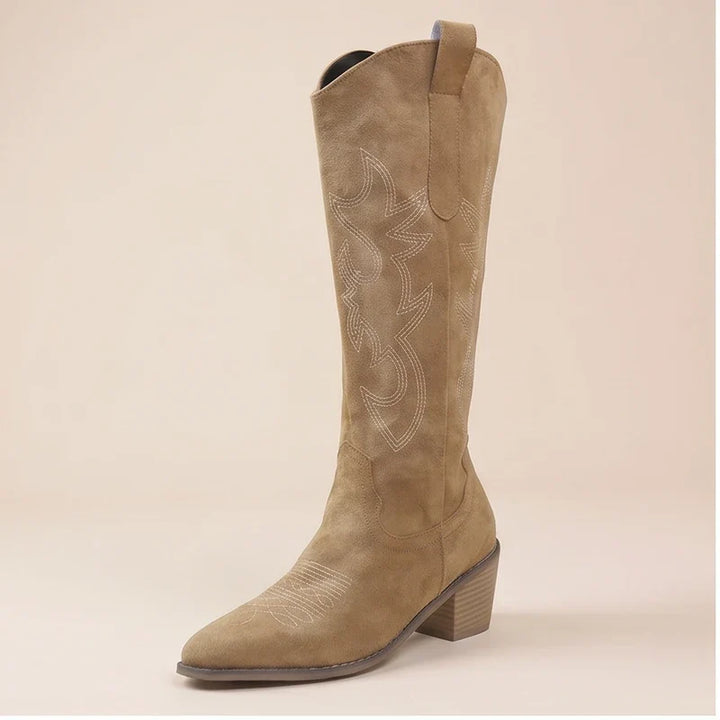 Brown Harlow Embroidered Cowgirl Boots product photo
