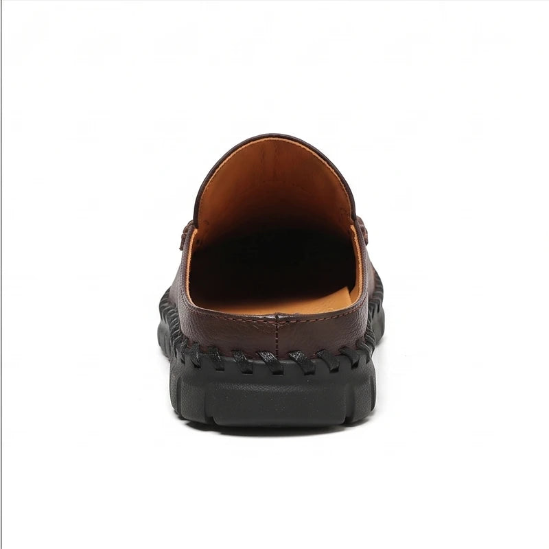 Brown leather mule on a white background - 3