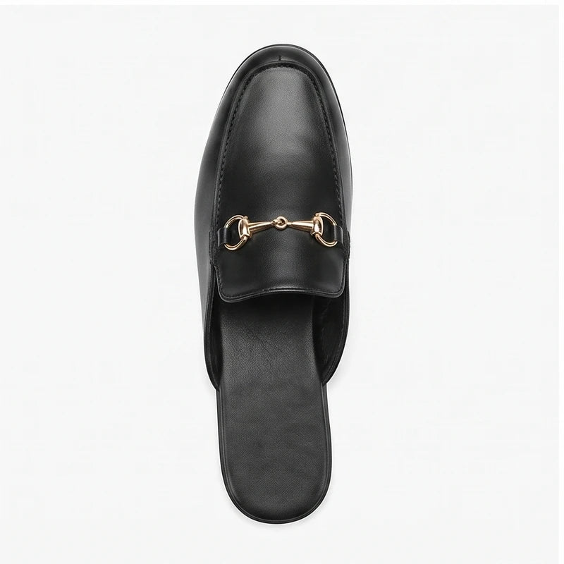 Black leather loafers on a white background - 3