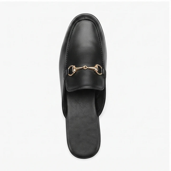 Black leather loafers on a white background - 3