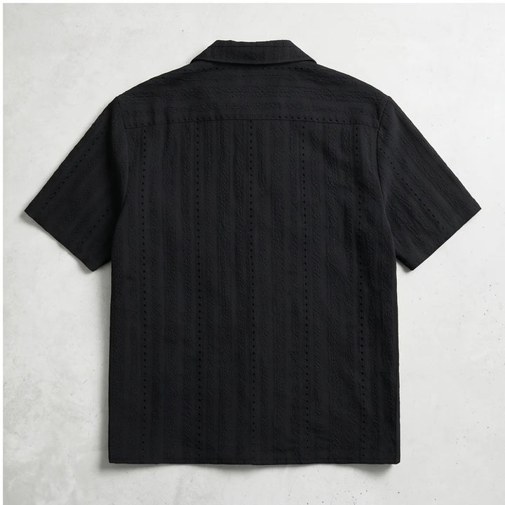 Black Winslow Textured Cuban Collar Shirt flat lay product photo - 4