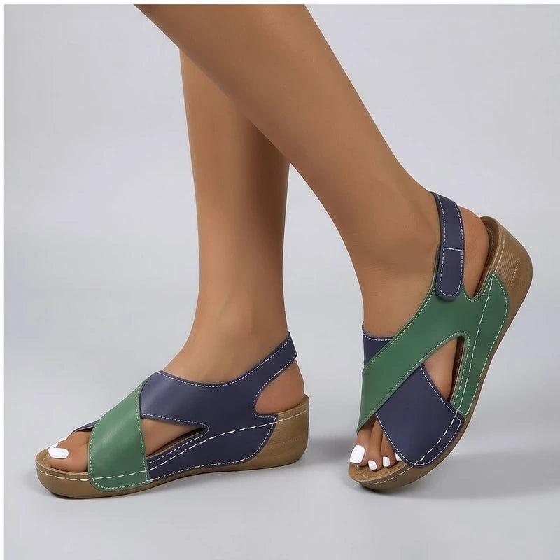 Model wearing Green sandals in a studio - 2