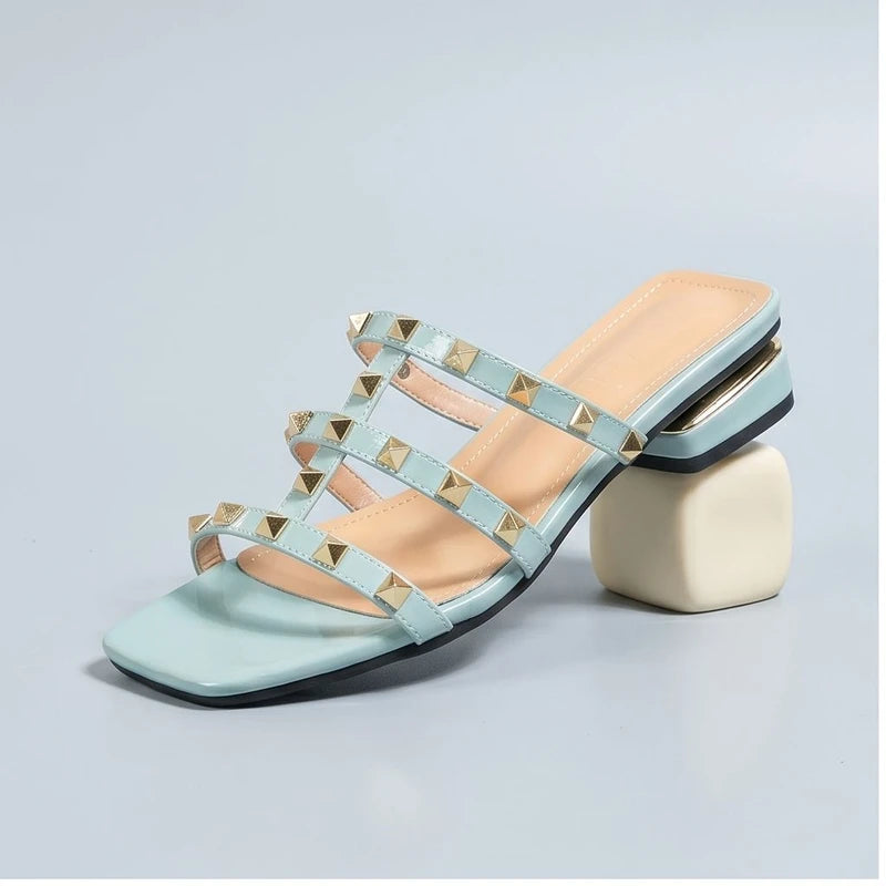 Blue Calista Studded Leather Sandals product photo