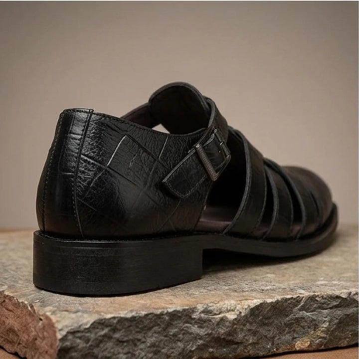 Black (Buckle) Prescott Genuine Cowhide Leather Fisherman Sandals product photo - 3