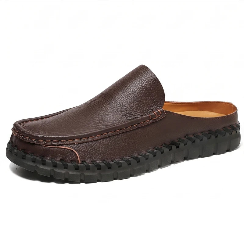 Brown leather mule on a white background - 2