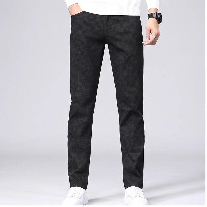 Model wearing Black cotton pants in a studio