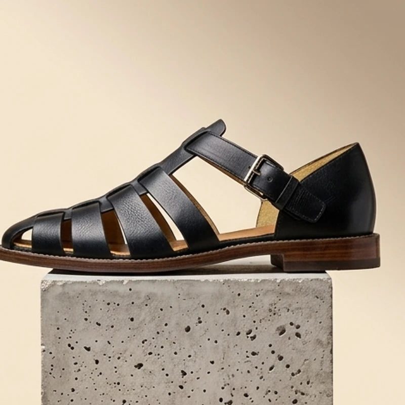 Black Rafferty Genuine Leather Fisherman Sandals product photo - 2