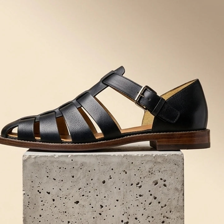 Black Rafferty Genuine Leather Fisherman Sandals product photo - 2