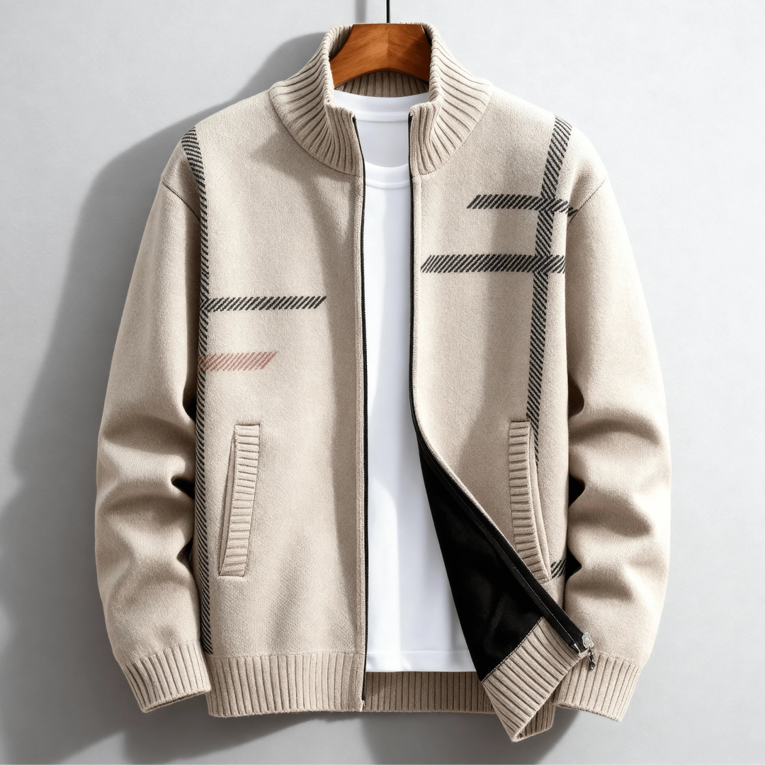 Axis Wool Knit Zip-Up Jacket
