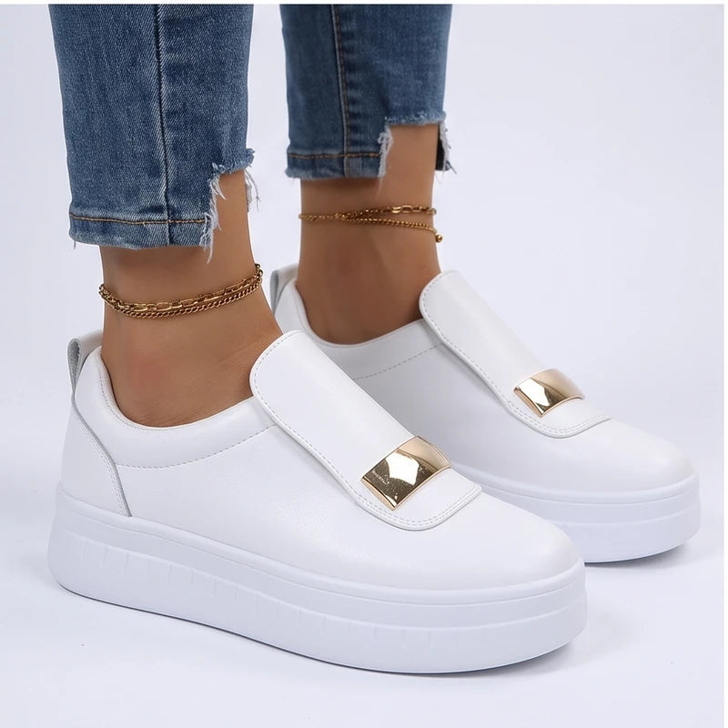Model wearing Black metal sneakers in a studio - 3