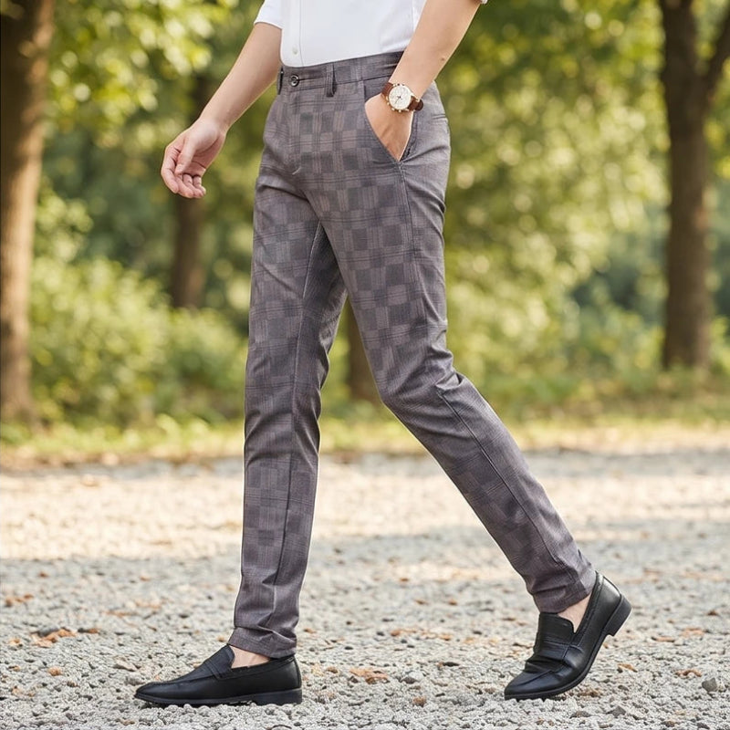 Model wearing Gray cotton pants outdoors - 2