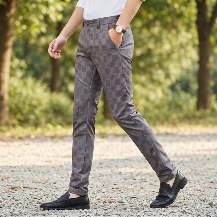 Model wearing Gray cotton pants outdoors - 2