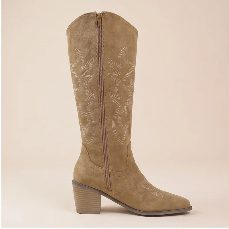 Brown Harlow Embroidered Cowgirl Boots product photo - 2