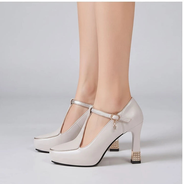 Model wearing White pumps in a studio - 2
