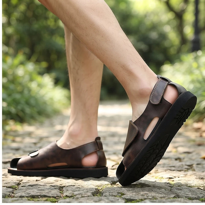 Model wearing Brown flat outdoors - 2