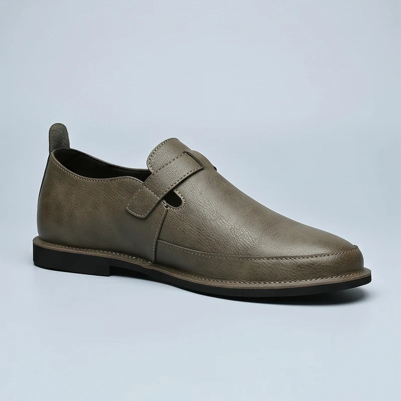 Khaki Winslow Genuine Leather Monk Strap Loafers product photo - 3