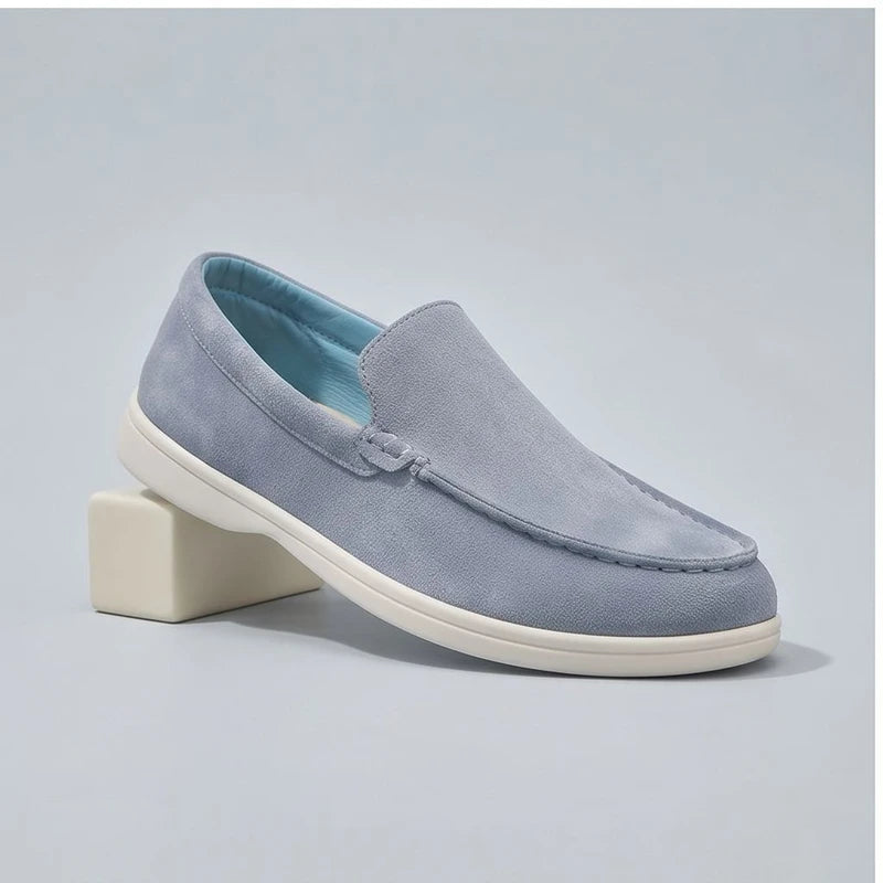Blue2 suede loafers in a studio background - 2