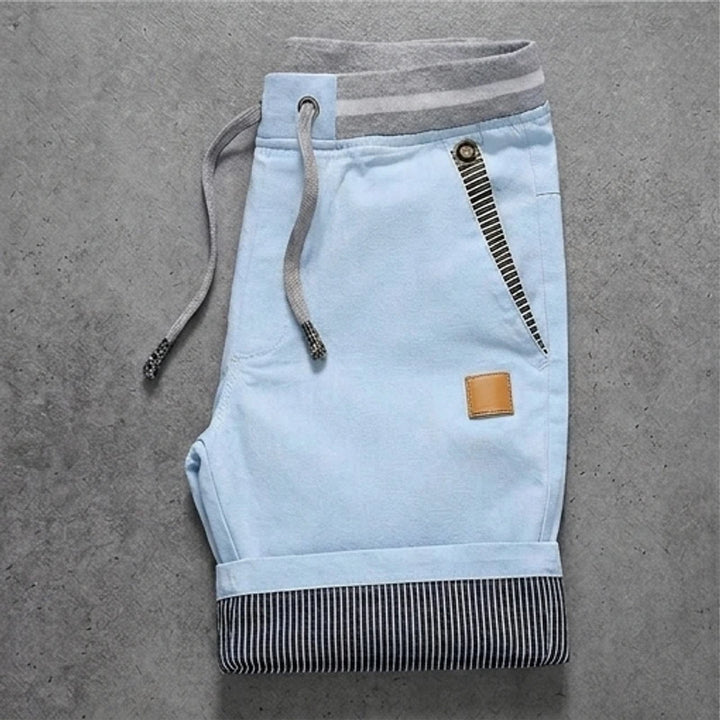 Light Blue Tanner Men's Cotton Casual Shorts flat lay product photo - 3