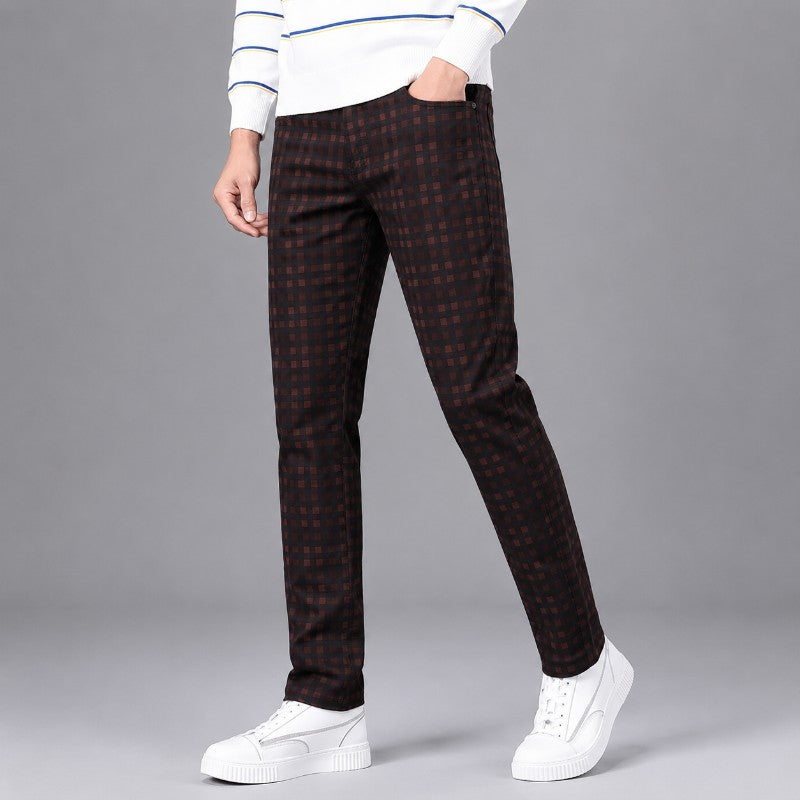 Sutton Men's Cotton Plaid Straight Leg Pants