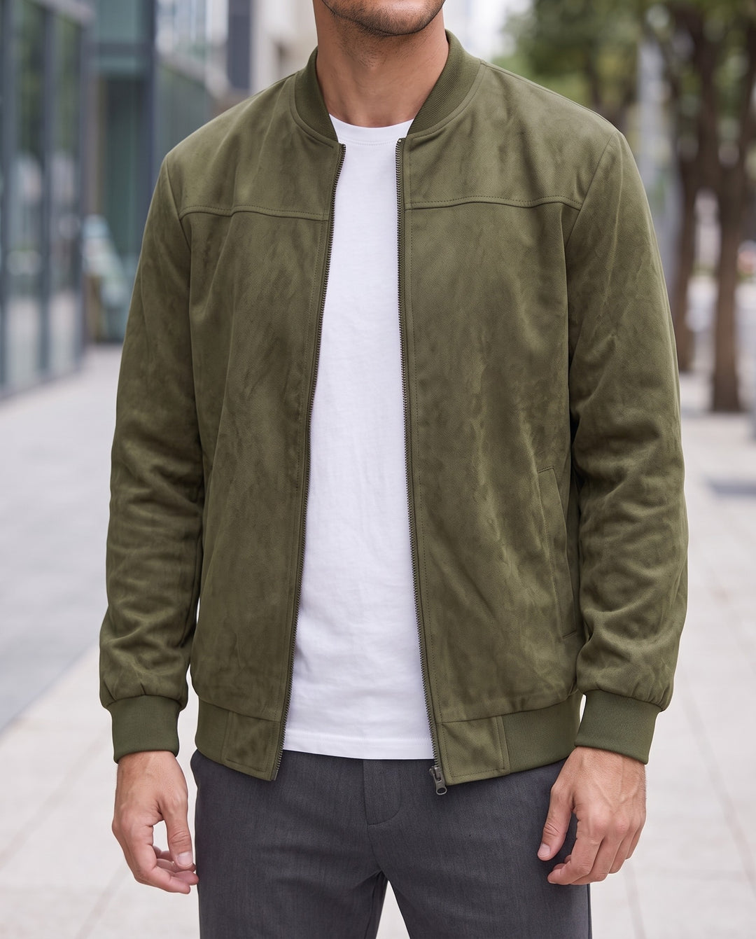 Greyson Suede Bomber Jacket
