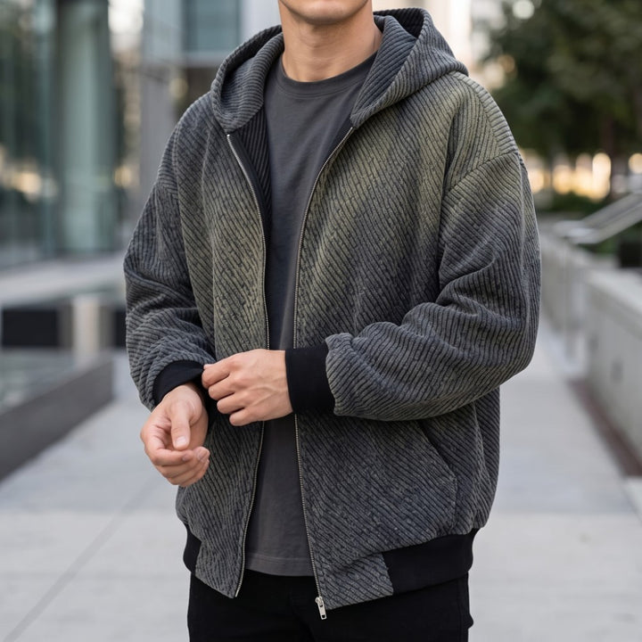 Merrick Men's Striped Knit Zip-Up Hoodie Jacket